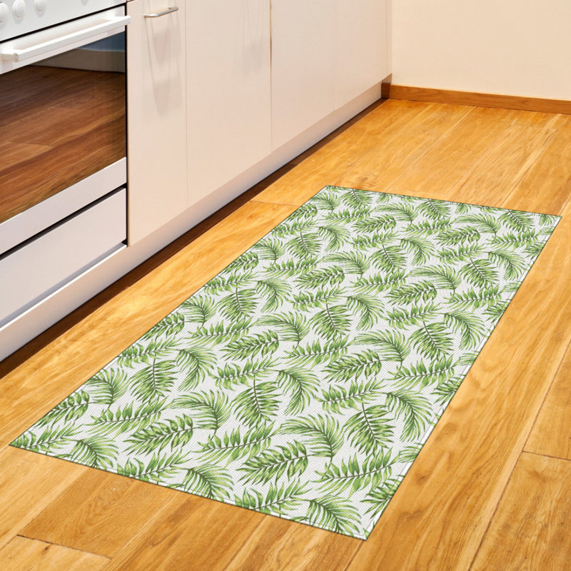 Palm Leaf Runner Rug / Green tropical palm leaf indoor outdoor floor